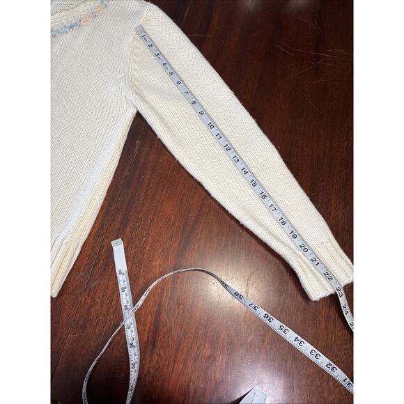 VTG Objectives Petite Cottage Cardigan Sweater Sz M Ivory Pearl Button Soft Girl - Picture 7 of 8